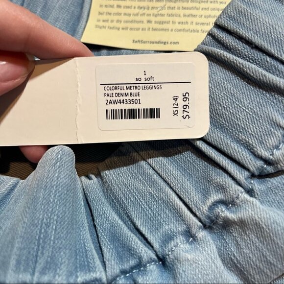 Soft Surroundings Metro Pale Denim Legging Pants XS Pull On Ankle Snaps 2AW44. - Picture 5 of 7